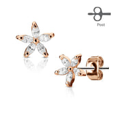 Pair of Prong Set 5 CZ Flower Earrings